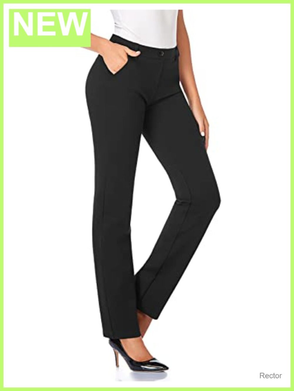 Stretchy Straight Dress Pants 4 Pockets Ponte Business Casual Pull On